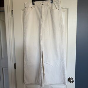 Abercrombie & Fitch Cream High-Rise Wide Leg Jeans
